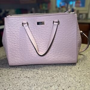 Kate Spade New York Loden Bristol Drive Ostrich Leather Satchel Bag Pink Gold